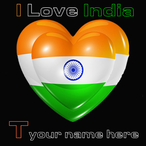 Indian Flag T Alphabet Image with Name Customization