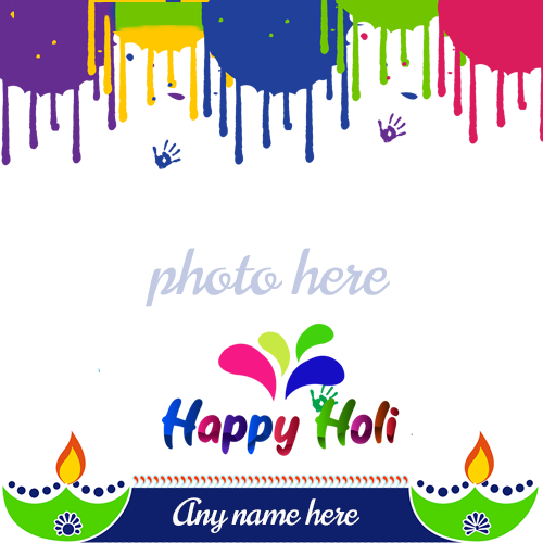 Happy Holi Greeting Card 2025 with Name and Photo Editing
