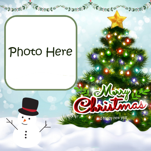 Beautiful Merry Christmas Card with Editable Photo Frame