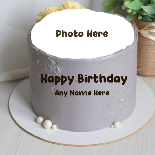 Create Silver Happy Birthday Cake with Name and Photo Editing