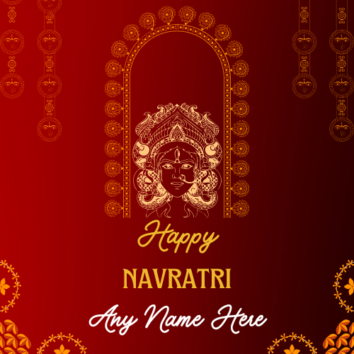 Happy Navratri Greeting Card with Name and Picture Free Download