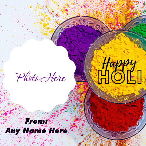 Happy Holi Greeting Card with Name and Photo Custom Edit