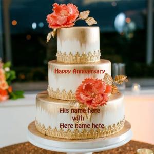 Three-Layer Anniversary Cake with Name Customization