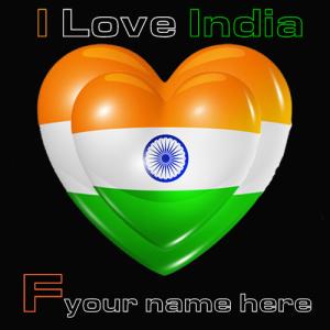Indian Flag F Alphabet Image with Name Customization