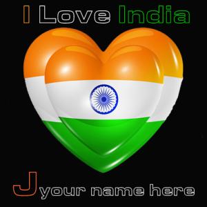 Indian Flag J Alphabet Image with Name Customization