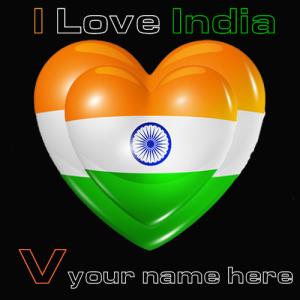 Indian Flag V Alphabet Image with Name Customization