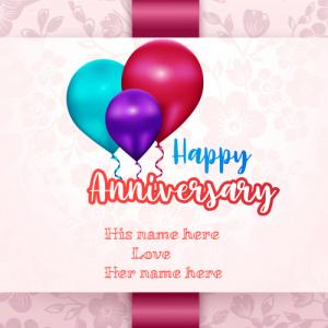Happy Wedding Anniversary Card with Name Editing