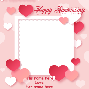 Happy Anniversary Card with Name and Photo Frame