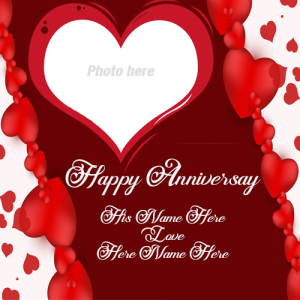 Wedding Anniversary Card with Name and Photo Editing