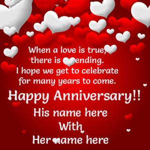 Wedding Anniversary Greeting Card With Custom Name