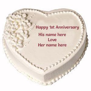 First Anniversary Cake with Couple's Name