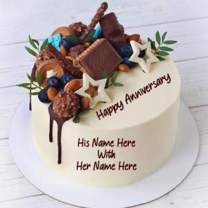 Amazing Happy Anniversary Cake with Couple's Name