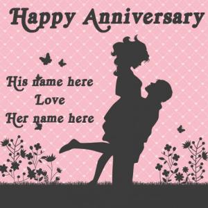 Happy Anniversary Greetings Card with Name Customizable