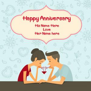 Online Happy Anniversary Card with Couple's Name