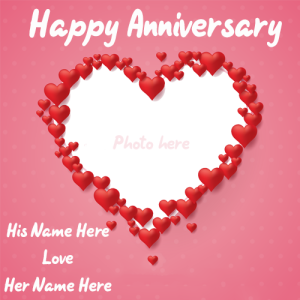 Happy Wedding Anniversary Card with Couple's Name and Photo