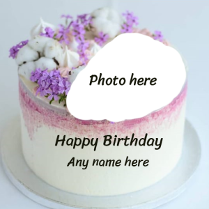 Happy Birthday Flower Cake with Name and Photo Editing Option