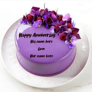 Anniversary Cake Image with Name Customizable