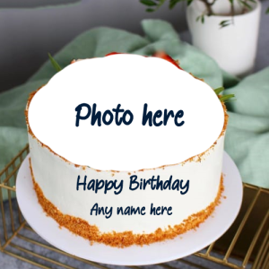 Create Online Happy Birthday Cake with Name and Photo Frame