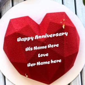 Anniversary Cake Wishes with Couple's Name Customizable