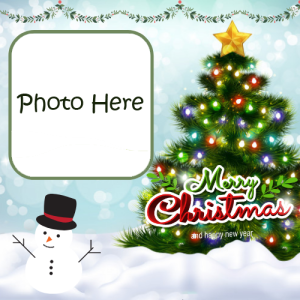 Beautiful Merry Christmas Card with Editable Photo Frame