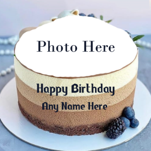 Layered White Birthday Cake With Custom Name And Photo