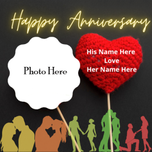 Wedding Anniversary Wishes Card with Name and Photo Editing