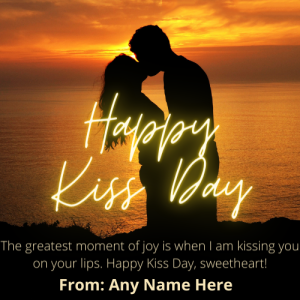Happy Kiss Day Wishes Card with Name Customization Online