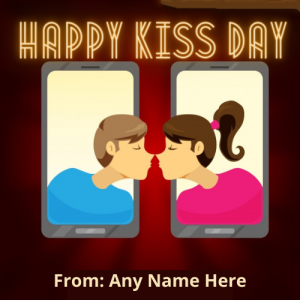 Happy Kiss Day 2025 Card with Free Name Customization