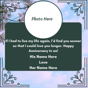 Happy Anniversary Card with Photo and Name Customization Online