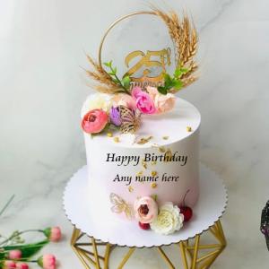 25th Birthday Cake Images with Name Custom Editing