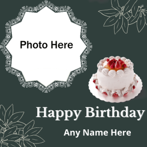 Online Edit Happy Birthday Card with Name and Photo Customization