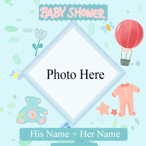 Baby Shower Greeting Card with Name and Photo Custom Editing