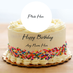 Happy Birthday Creamy Cake with Name and Photo Editing