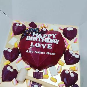 Heart-Shaped Birthday Cake Images with Name Customization