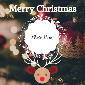 Merry Christmas Greeting Card with Photo Custom Editing