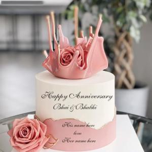 Happy Anniversary Bhaiya and Bhabhi Cake with Name Customization