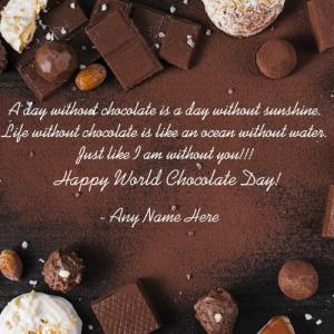 Happy World Chocolate Day 2025 Greeting Card with Name Customization