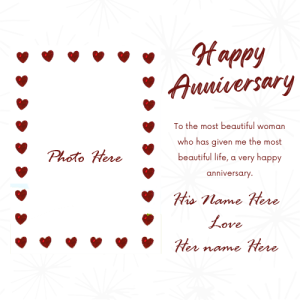 Romantic Anniversary Photo Frame With Customized Text
