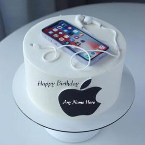 Happy Birthday Apple iPhone Theme Cake with Name Customization