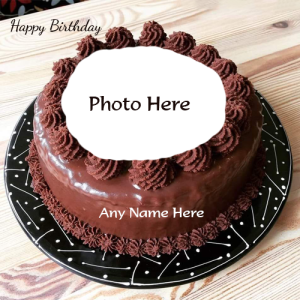 Happy Birthday Wishes Chocolate Cake with Name and Photo Customization