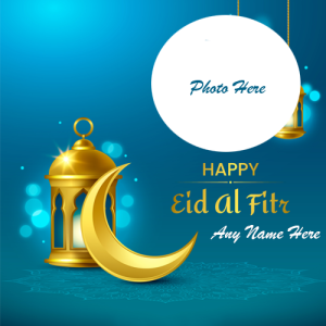 Happy Eid Al Fitr 2025 Wish Card with Name and Photo Custom Edit