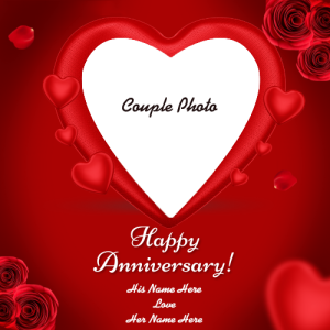 Happy Anniversary Greeting Card with Couple’s Name and Photo Custom Edit