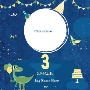 Third 3 Months Completed Baby Photo Frame with Name and Image