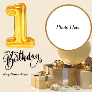 Generate Online 1-Year-Old Birthday Card with Name and Photo