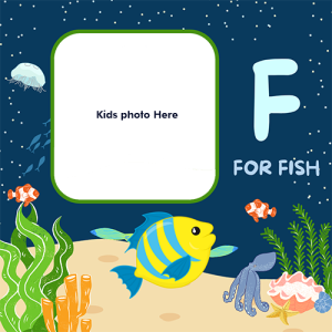 F for Fish Greeting Card with Kids’ Photo Custom Edit