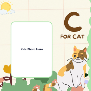 Alphabet C With Cat Design And Editable Photo For Kids