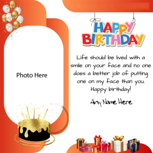 Custom Balloon-Themed Birthday Card With Name And Photo