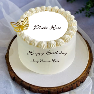 Butterfly Birthday Cake Design With Name And Photo Personalization