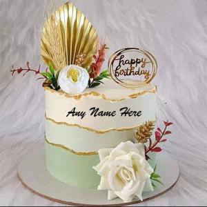 White Forest Delicious Birthday Cake Featuring Name Custom Edit