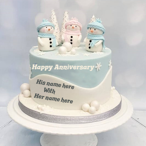 Marriage Anniversary Cake with Name Design